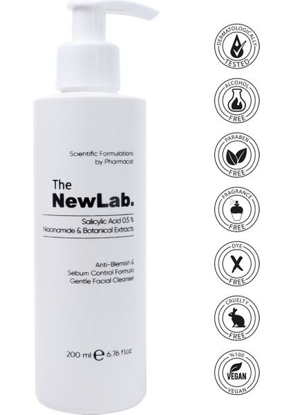 The NewLab. Yağlı Ve Akneye Eğilimli Ciltler Için Temizleme Jeli 200 ml (%0.5 SALİCYLİC ACİD, NİACİNAMİDE)