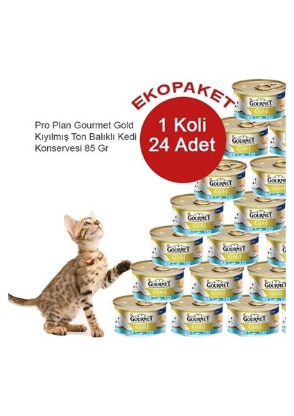 Proplan Gourmet Gold Kıyılmış Ton Balıklı Kedi Konservesi 85 gr 24 Lü