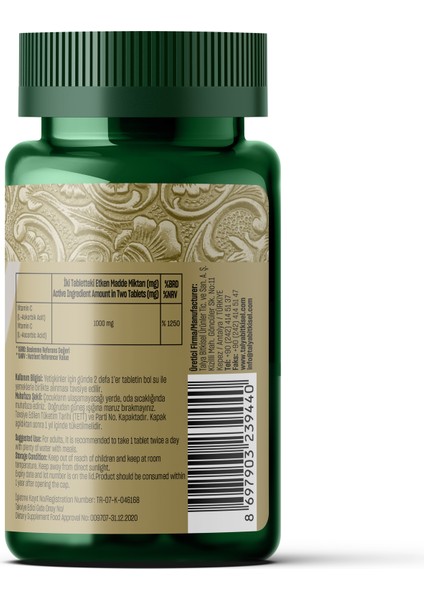 Vitamin C İçeren Takviye Edici Gıda, L-Askorbik Asit, 30 Tablet
