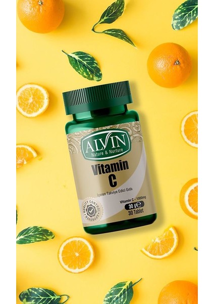 Vitamin C İçeren Takviye Edici Gıda, L-Askorbik Asit, 30 Tablet