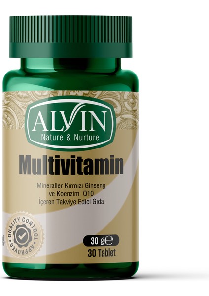 Multivitamin (Kırmızı Ginseng ve Koenzim Q10 İçeren) Takviye Edici Gıda, 30 Tablet