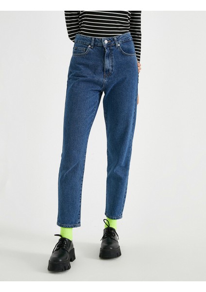 Mom Jean Pantolon Yüksek Bel Pamuklu modelleri