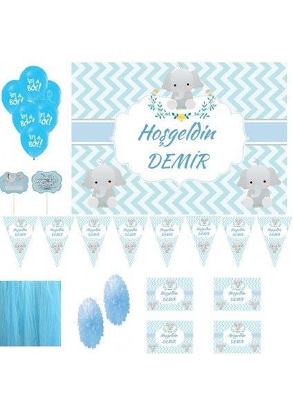 Bebek Hastane Odası Süsü Lik Seti Erkek Bebek Odası Süsleri Fil Konsept