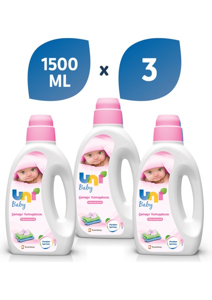 Çamaşır Yumuşatıcısı Hipoalerjenik Tüm Cilt Tipleri İçin 1500 ml x 3 Adet