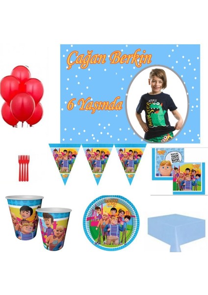 Afiş Li Rafadan Tayfa Doğum Günü Seti Fotoğraflı Parti Seti 8 Kişilik