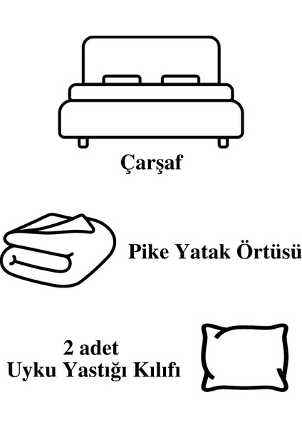 4 Parça Pamuklu Mahur Çift Kişilik Koton Pike Seti Gri