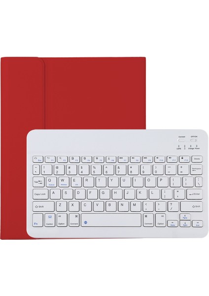 Bluetooth Beyaz Klavye Mikrofiber Deri Koruyucu Kılıfkırmızı (Yurt Dışından)