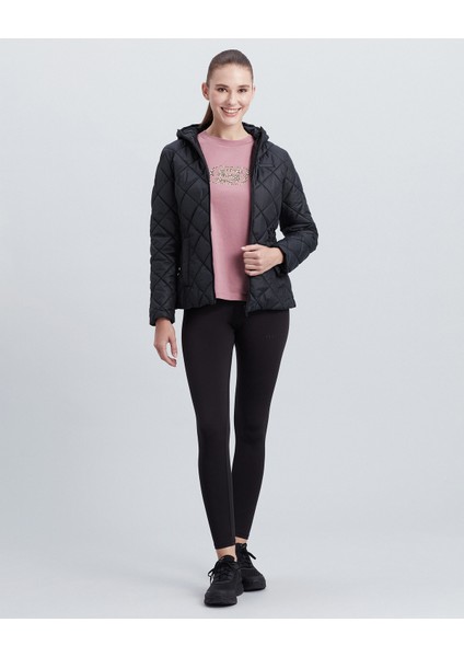 W Capitone Hooded Jacket Kadın Siyah Mont S212001-001 modelleri