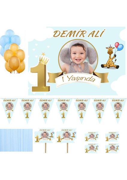 Bulut Konsept Temalı Doğum Günü Süsleme ve Magnet Set, 1 Yaş Doğum Günü Süsleri, Erkek Çocuk