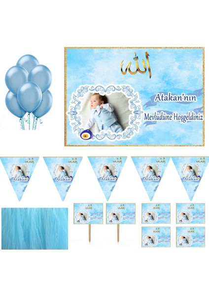 Erkek Bebek Mevlüdü Süsleme ve Magnet Seti