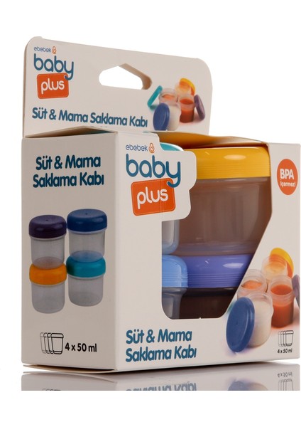 Baby Plus Süt ve Mama Saklama Kabı 4lü