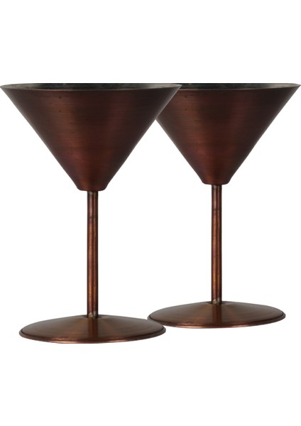 Bakır Kadeh Martini Düz Model Oksit Renk 2'li