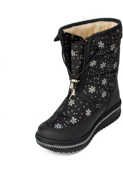 Le Petit Siyah Kar Desenli Taşlı Içi Kürklü Kız Çocuk Kar Botu fiyatları