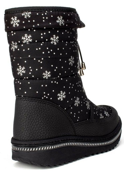 Le Petit Siyah Kar Desenli Taşlı Içi Kürklü Kız Çocuk Kar Botu modelleri