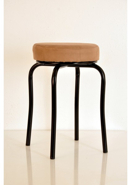 6'lı Kahverengi Tay Tüyü Siyah Profil Tabure Metal Tabure Mutfak Taburesi Kalın Tabure