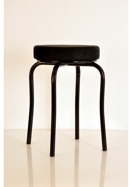 10'lu Siyah Tay Tüyü Siyah Profil Tabure Metal Tabure Mutfak Taburesi Kalın Tabure