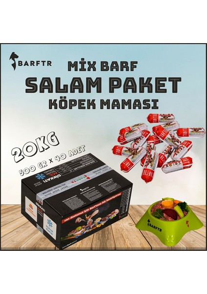 - Mix Barf 20 kg Salam Köpek Maması (40 Paket - 500 Gr)