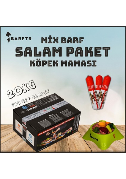 Barftr - Mix Barf 20 kg Salam Köpek Maması (26 Paket - 770 Gr)