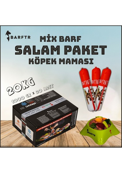 - Mix Barf 20 kg Salam Köpek Maması (20 Paket - 1000 Gr)