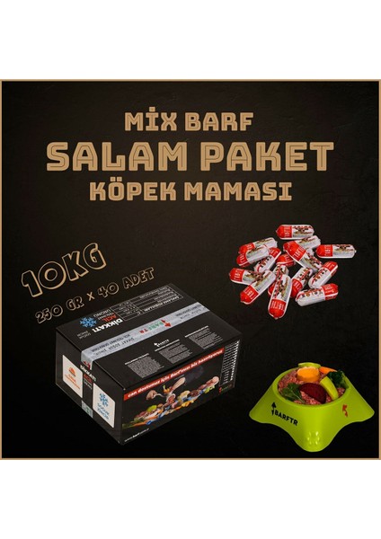 - Mix Barf 10 kg Salam Köpek Maması (40 Paket - 250 Gr)