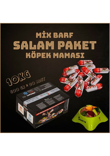 - Mix Barf 10 kg Salam Köpek Maması (20 Paket - 500 Gr)