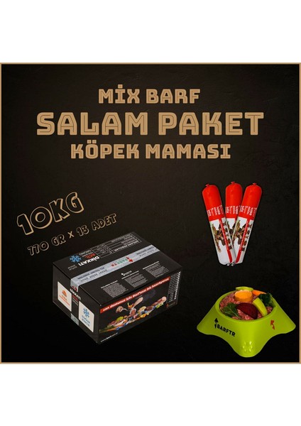 - Mix Barf 10 kg Salam Köpek Maması (13 Paket - 770 Gr)