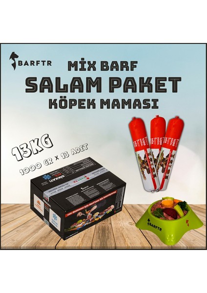 - Mix Barf 13 kg Salam Köpek Maması (13 Paket - 1000 Gr)