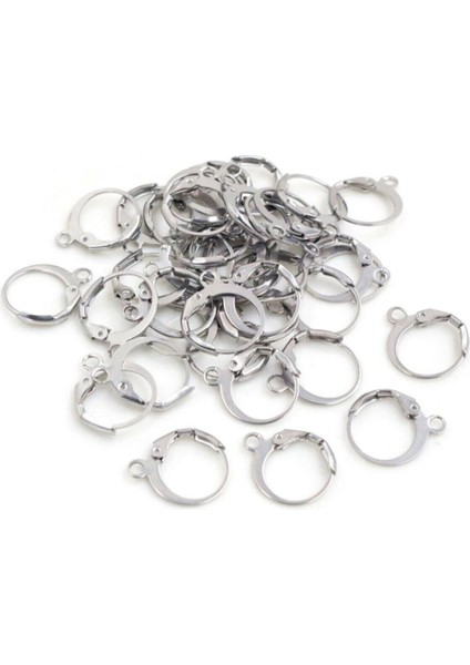 100 Adet 50 Çiftnikel Gümüş Renk Ay Kanca Küpe Kancası