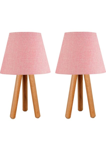 3'lü Set Avize ve Komodin Üstü Abajur Pembe