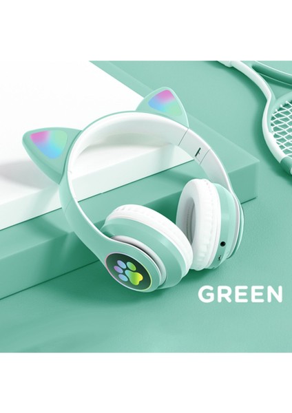 Karler Stn-28 Bluetooth Mikrofonlu LED Işıklı Hafıza Kartı Girişli Kulak Üstü Kedi Kulaklık