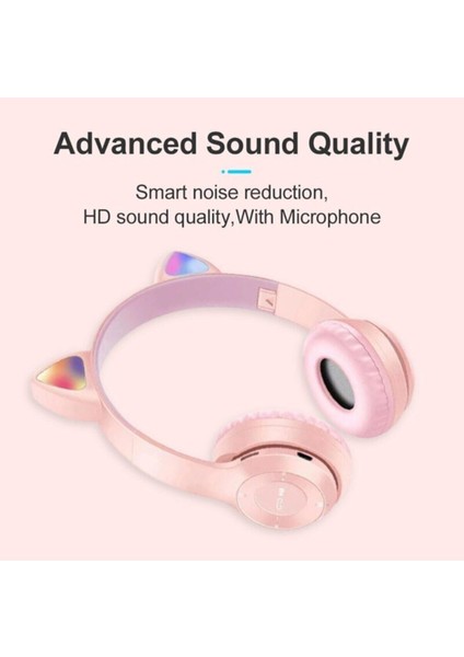 Karler Stn-28 Bluetooth Mikrofonlu LED Işıklı Hafıza Kartı Girişli Kulak Üstü Kedi Kulaklık