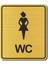 Wc Bayan Tuvalet Kapı Yönlendirme Levhası 10 cm x 12 cm Altın Renkli Rezopal Levha 1