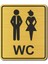 Wc Bay Bayan Tuvalet Kapı Yönlendirme Levhası 10 cm x 12 cm Altın Renkli Rezopal Levha 1