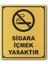 Sigara Içmek Yasaktır Kapı Yönlendirme Levhası 12 cm x 10 cm Altın Renkli Rezopal Levha 1