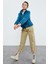 Zümrüt Yarım Fermuar Etek Ucu Büzgülü Kadın Polar Oversize Sweatshirt - 97171 2