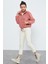 Yaban Gülü Yarım Fermuar Etek Ucu Büzgülü Kadın Polar Oversize Sweatshirt - 97171 2