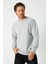 Erkek Gri Basic Bisiklet Yaka Sweatshirt 2