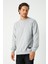 Erkek Gri Basic Bisiklet Yaka Sweatshirt 3