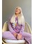 Mor Papatya Desenli Kadın Peluş Pijama Takımı 2