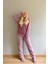 Mor Papatya Desenli Kadın Peluş Pijama Takımı 5