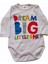 Neşeli Bebek Beyaz Unisex Pamuk Dream Big Little One Uzun Kol Body Zıbın 3-6 Ay 1