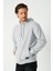 Gri Erkek Kapüşonlu Kanguru Cepli Sweatshirt 2