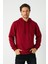 Bordo Erkek Kapüşonlu Kanguru Cepli Sweatshirt 2