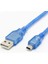USB To 5 Pin Mini USB Mavi Şeffaf 1m USB Şarj ve Data Kablosu 2