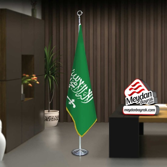 Asilmeydan Suudi Arabistan Krallığı Bayrak -Ofis -Makam-Toplantı Odaları -Direkli -Saçaklı Makam Bayrağı