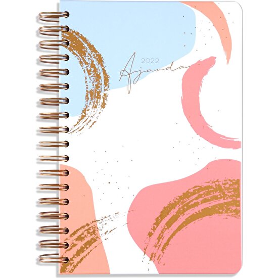Matt Notebook 2022 Günlük Spiralli 12 Aylık Ajanda Soyut