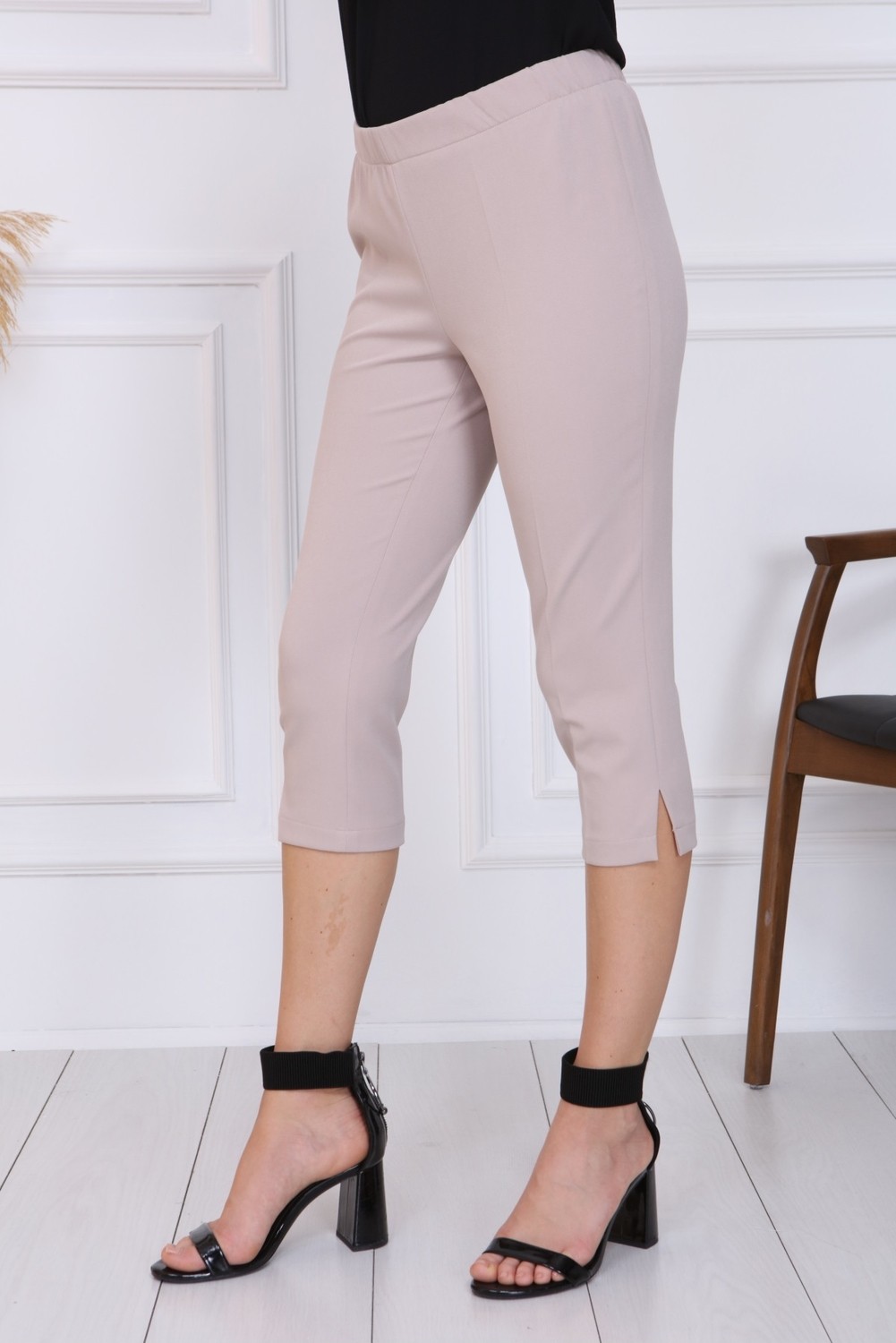 Gül Moda Lacivert Kumaş Kapri Büyük Beden G010