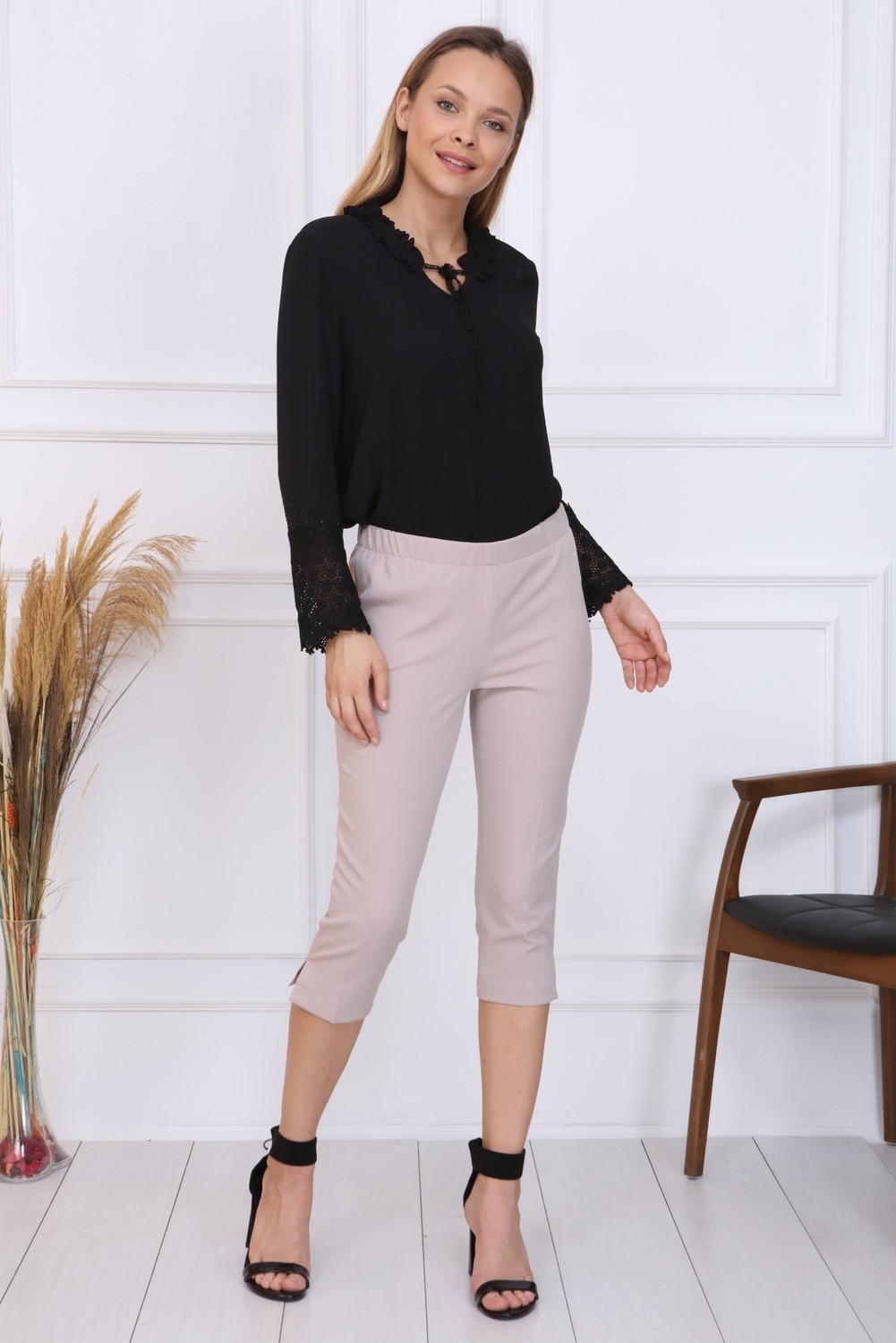 Gül Moda Lacivert Kumaş Kapri Büyük Beden G010 görsel 2