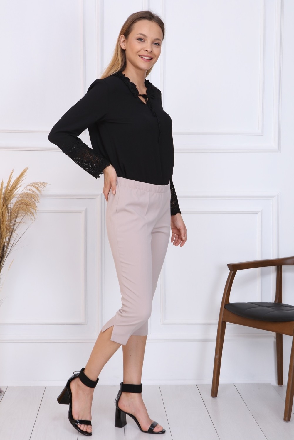 Gül Moda Lacivert Kumaş Kapri Büyük Beden G010 görsel 3