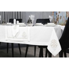 Caka Home  Runner 3D Nakışlı Keten Efektli